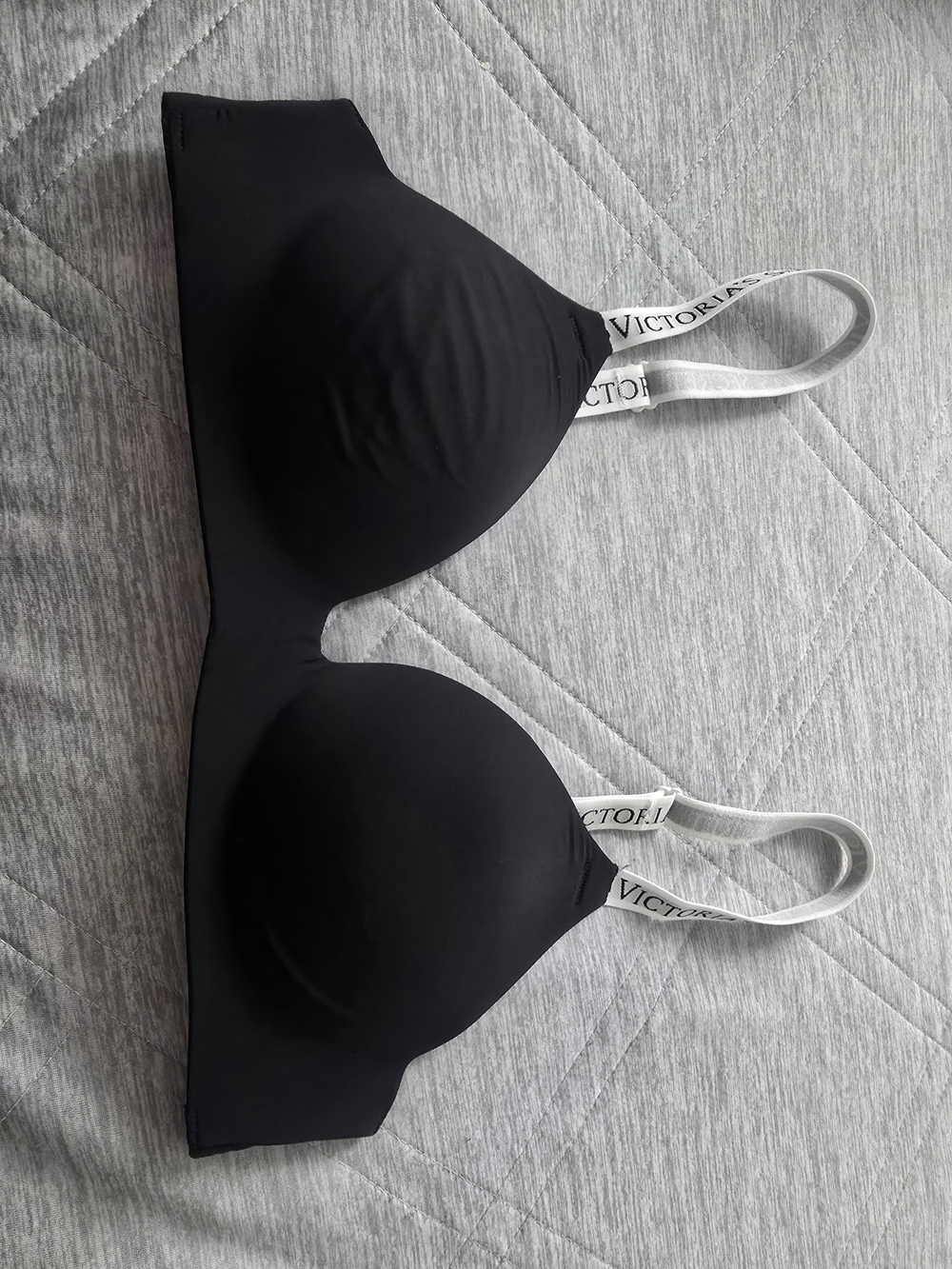 Victoria's Secret Black Bra with White Logo Straps